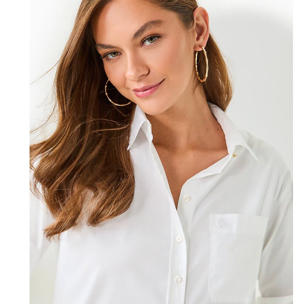 Lilly Pulitzer Relaxed Lilly Shirt Resort White Size Small NWT - Picture 5 of 16